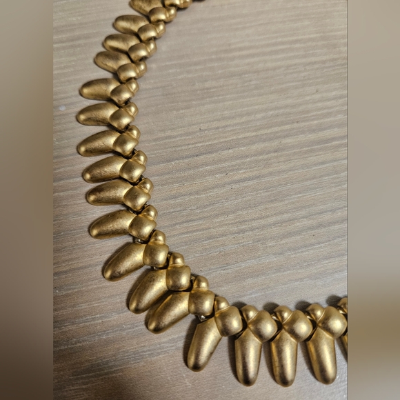 Vintage EDWIN PEARL Link Circle Spike Necklace Gold Tone Etched E. Pearl - Picture 6 of 12